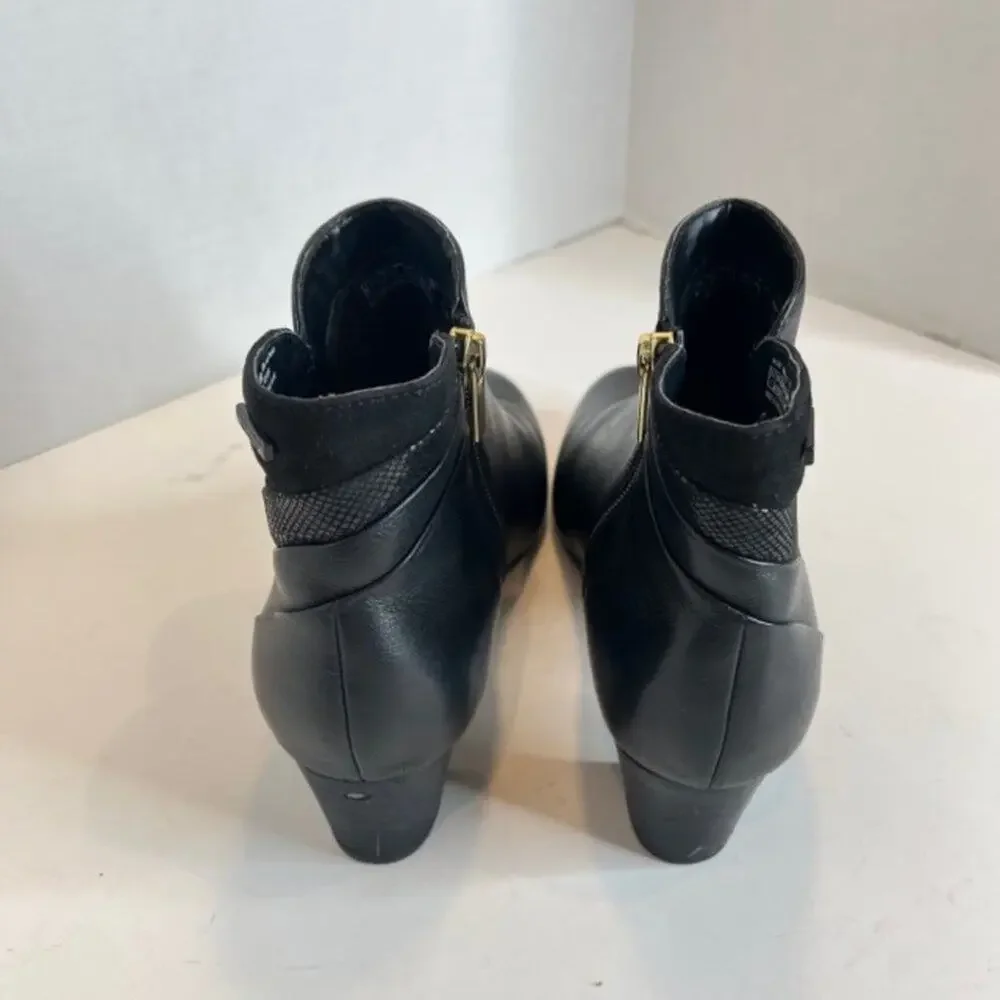 Rockport Total Motion Cherith Waterproof Black Leather Ankle Boots Women's 7